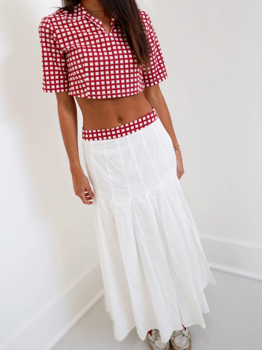 Fancy D Boutique red, and white skirt and top